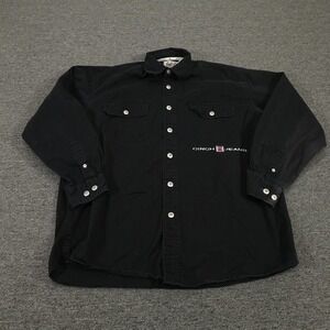Vintage Cinch Jeans Shirt Mens Medium Black Western Button Up Embroidered 90s